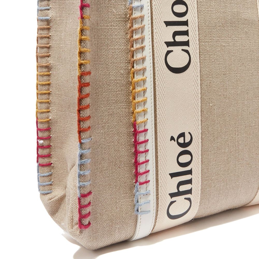 Chloé Beige Linen Tote Bag