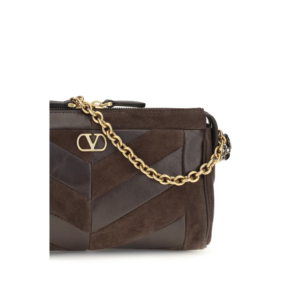 Valentino Garavani Brown Calf Leather Bos Taurus Shoulder Bag