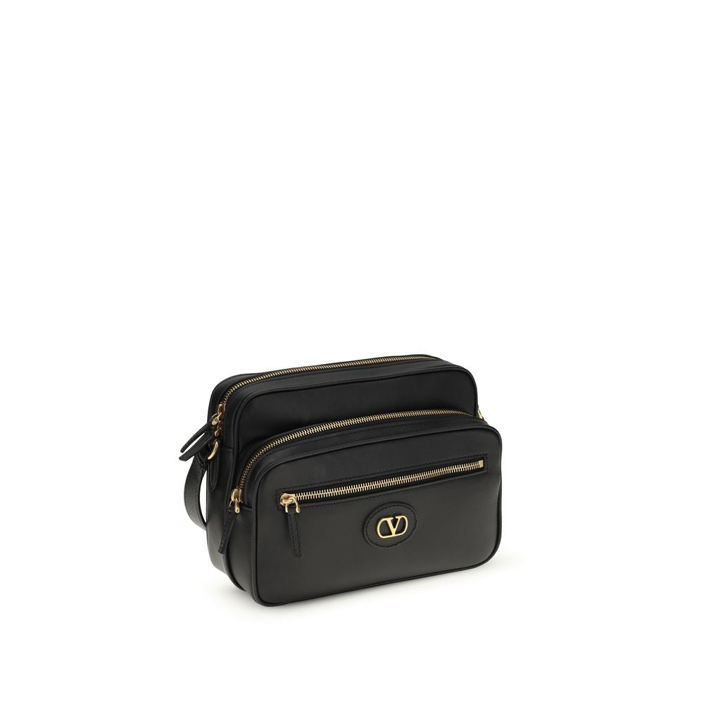 Valentino Garavani Black Calf Leather Bos Taurus Shoulder Bag