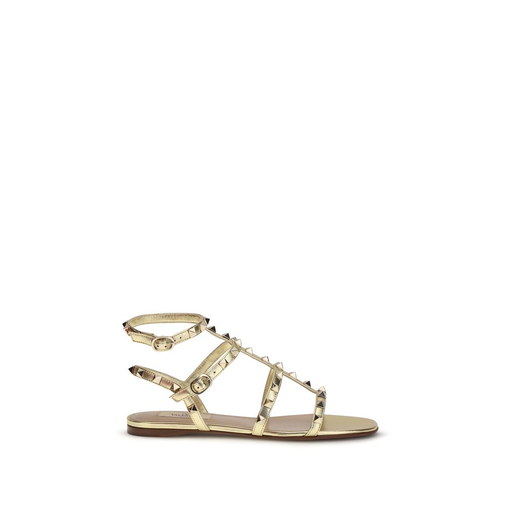 Valentino Garavani Gold Goatskin Flat Sandals