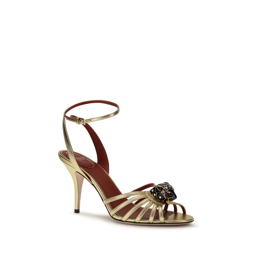 Valentino Garavani Gold Goatskin Stiletto Heel Sandals