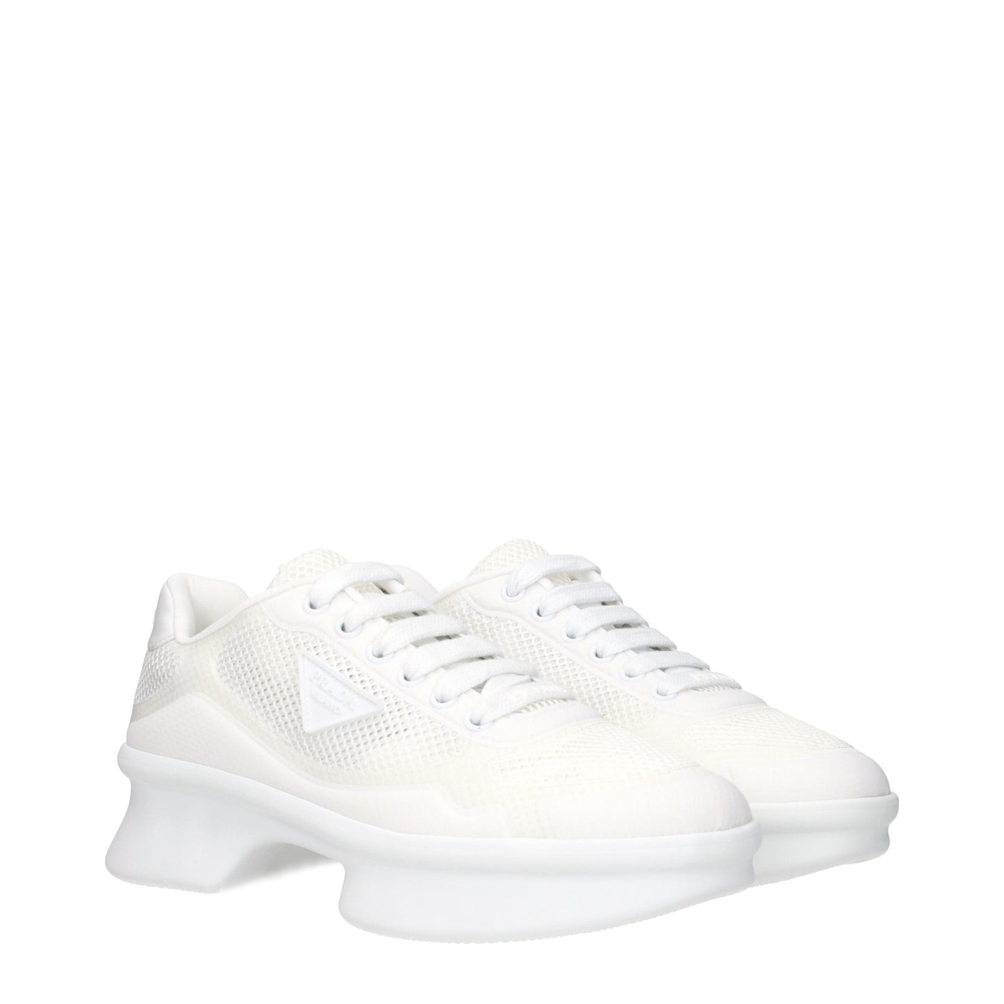 Prada White Fabric Low Top Sneakers