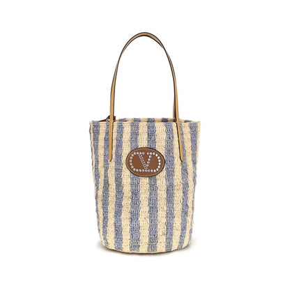 Valentino Garavani Blue Raffia Backet Bag