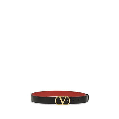 Valentino Garavani Black Calf Leather Bos Taurus Regular Belt
