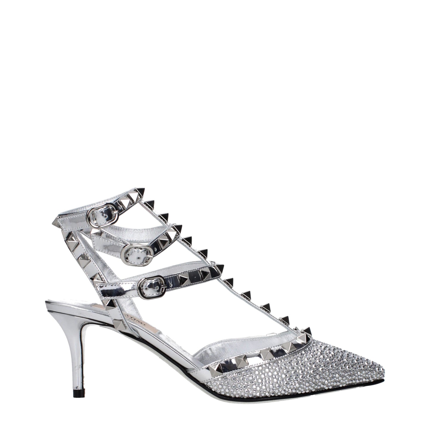 Valentino Garavani Gray Leather Stiletto Heel Sandals