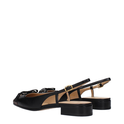 Valentino Garavani Black Leather Ballet Flats