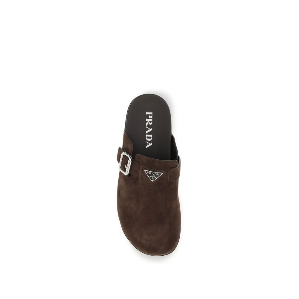 Prada Brown Calf Leather Bos Taurus Mules