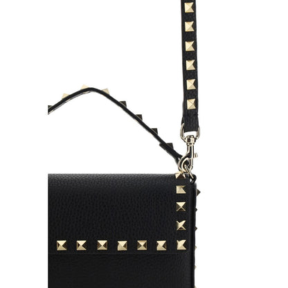 Valentino Garavani Black Calf Leather Bos Taurus Shoulder Bag