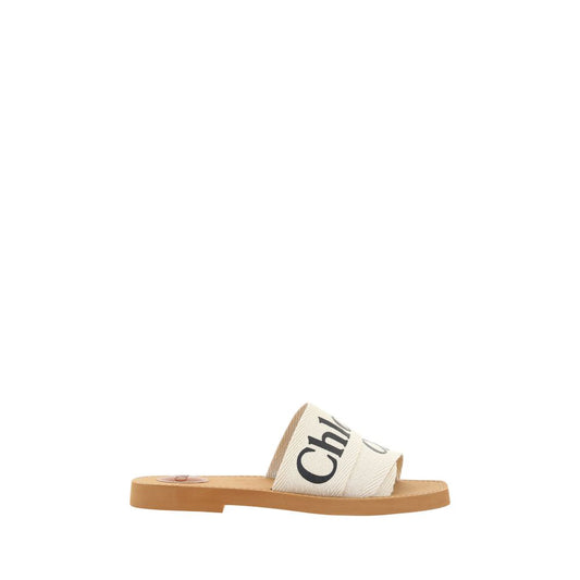 Chloé White Cotton Flat Sandals