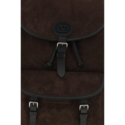 Valentino Garavani Brown Calf Leather Bos Taurus Backpack