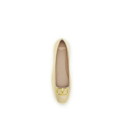 Valentino Garavani Gold Napa Leather / Calf Bos Taurus Ballet Flats