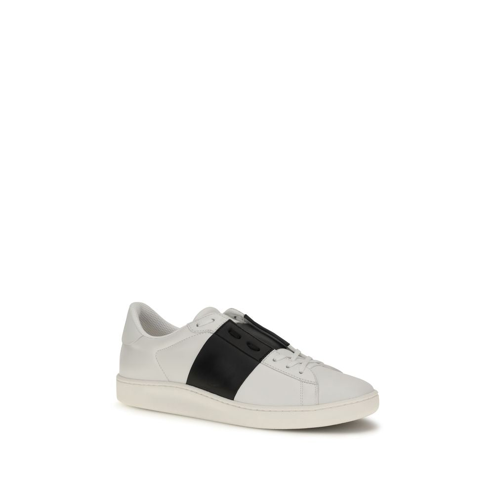 Valentino Garavani Black Calf Leather Bos Taurus Low Top Sneakers