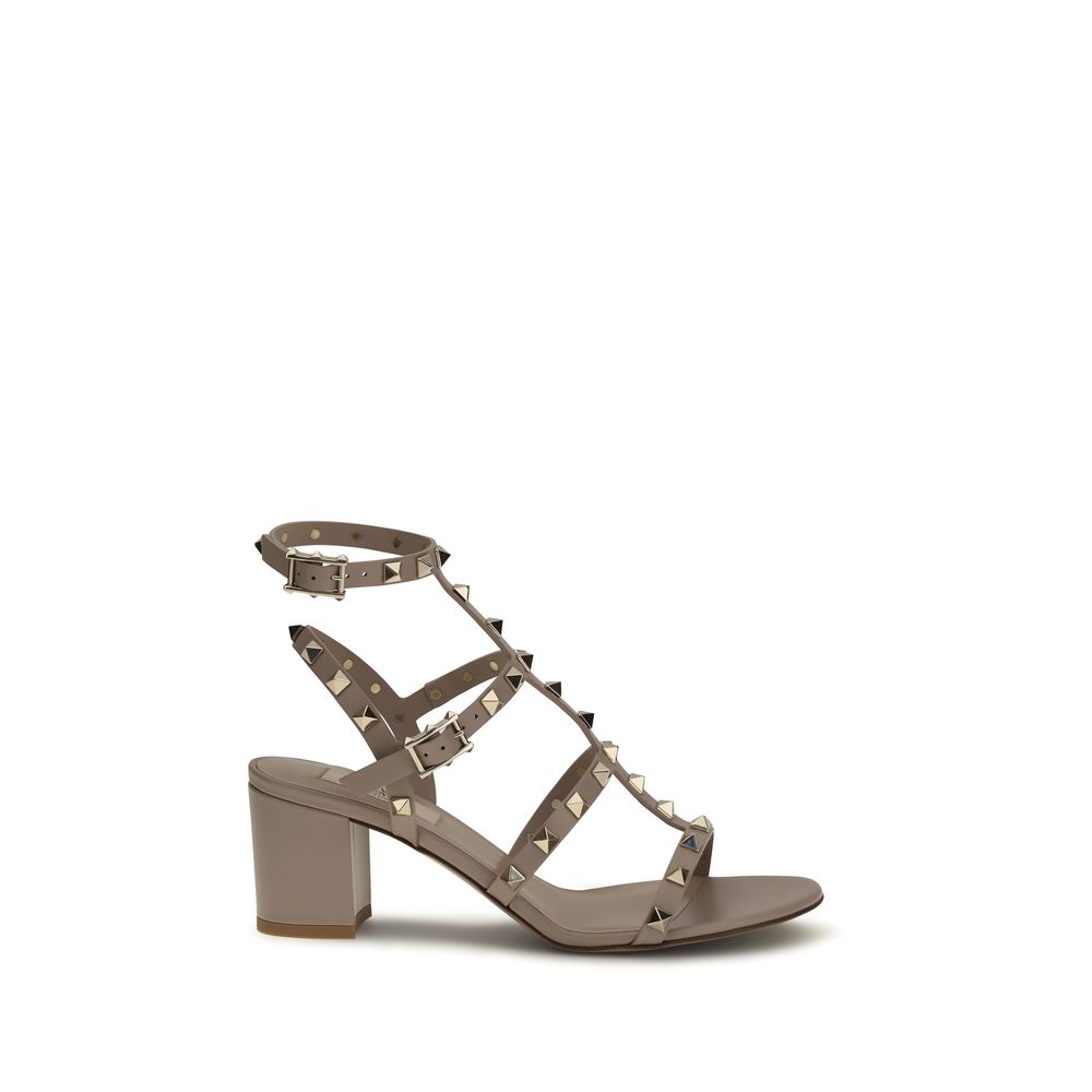 Valentino Garavani Beige Calf Leather Bos Taurus Strap-On Sandals