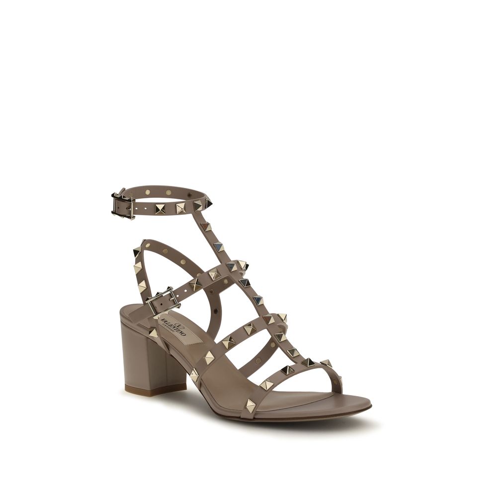 Valentino Garavani Beige Calf Leather Bos Taurus Strap-On Sandals