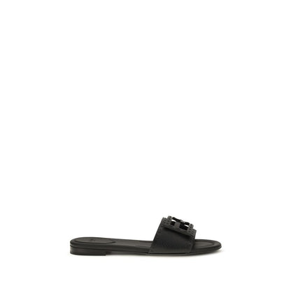 Fendi Black Calf Leather Bos Taurus Flat Sandals