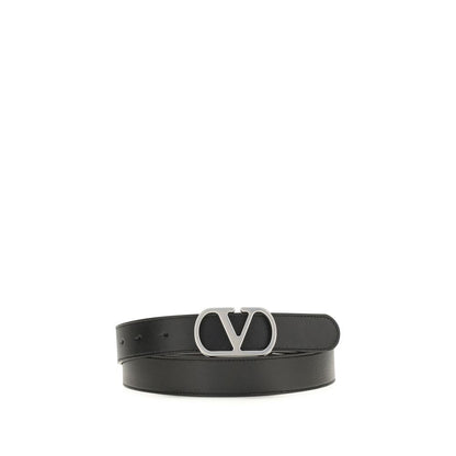Valentino Garavani Black Calf Leather Bos Taurus Regular Belt