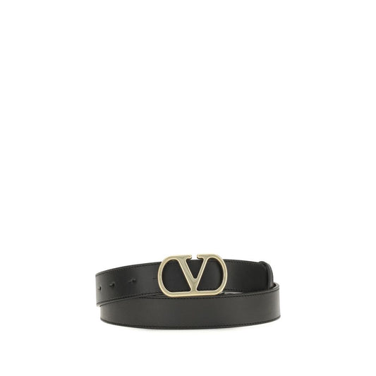 Valentino Garavani Black Calf Leather Bos Taurus Regular Belt