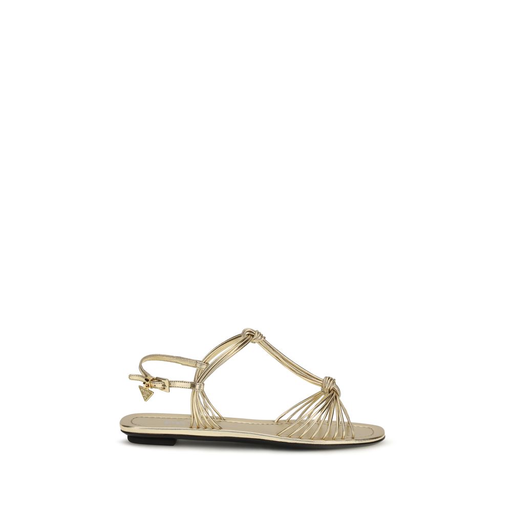 Prada Gold Calf Leather Bos Taurus Flat Sandals