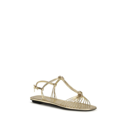 Prada Gold Calf Leather Bos Taurus Flat Sandals