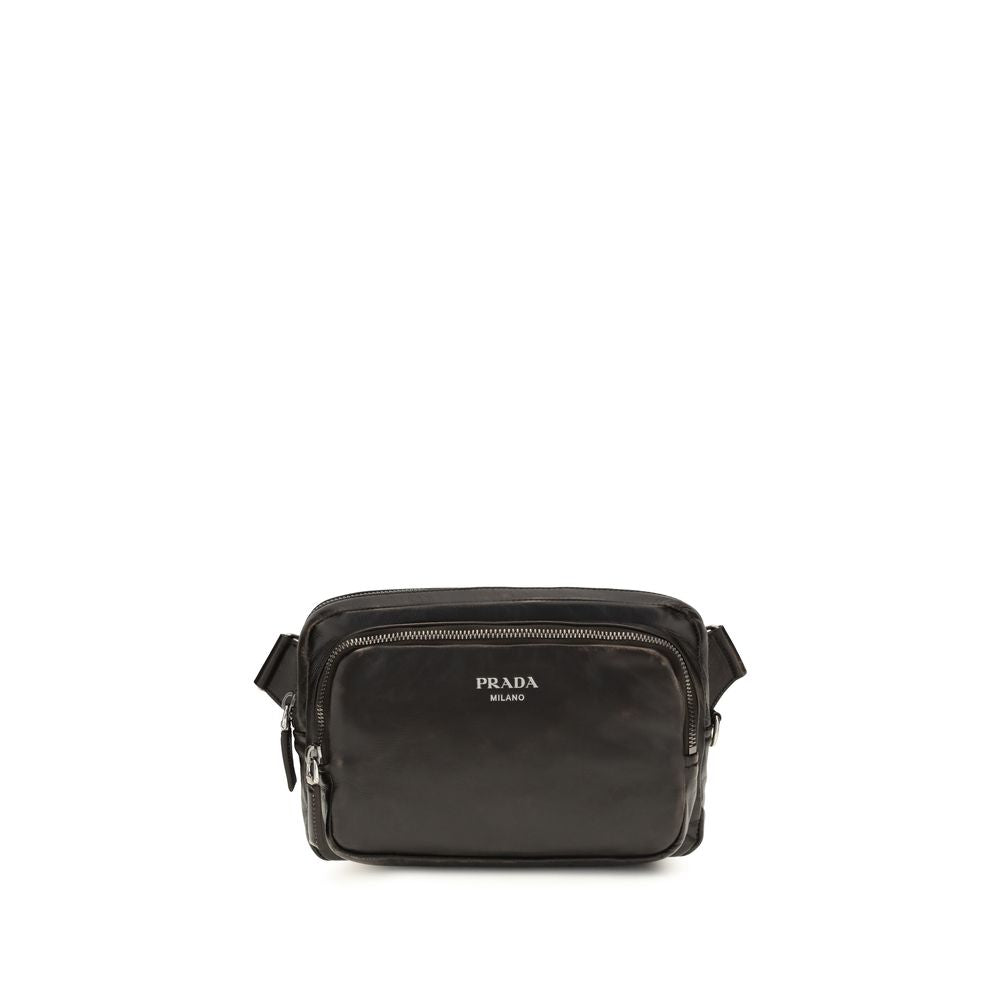 Prada Brown Calf Leather Bos Taurus Shoulder Bag