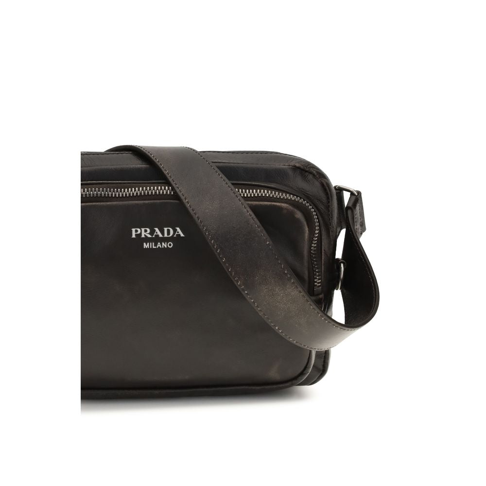 Prada Brown Calf Leather Bos Taurus Shoulder Bag