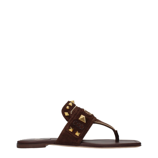 Valentino Garavani Brown Leather Flip-Flop Sandals