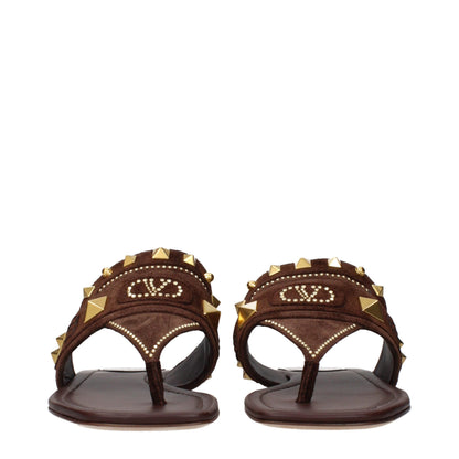 Valentino Garavani Brown Leather Flip-Flop Sandals