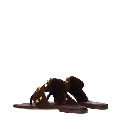 Valentino Garavani Brown Leather Flip-Flop Sandals