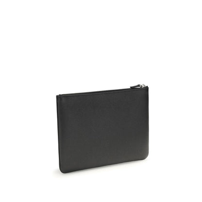 Valentino Garavani Black Calf Leather Bos Taurus Clutch Bag