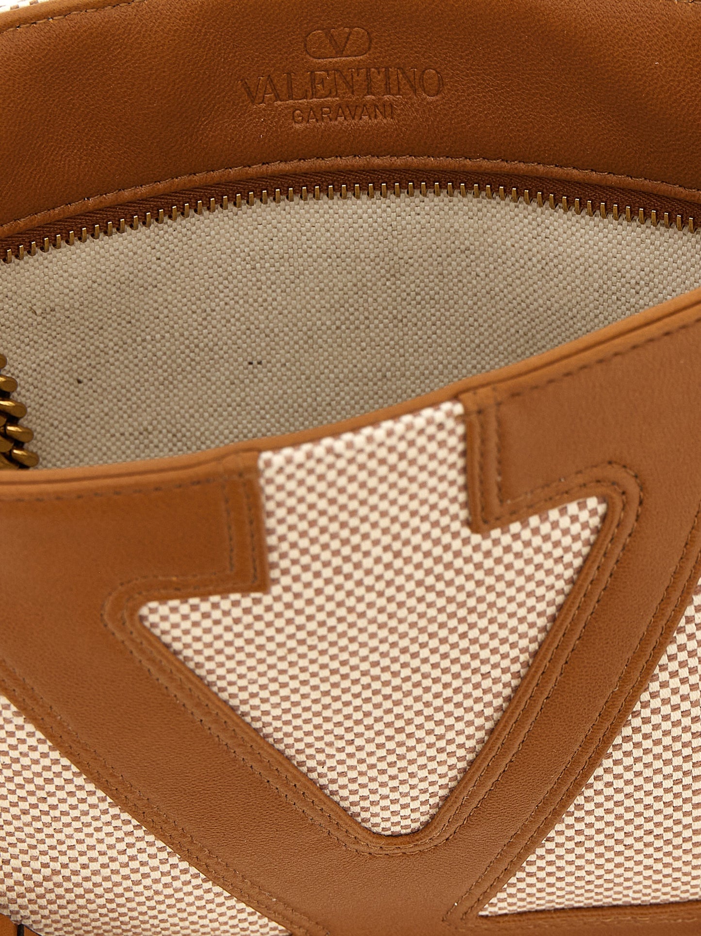 Valentino Garavani Brown Cotton Shoulder Bag