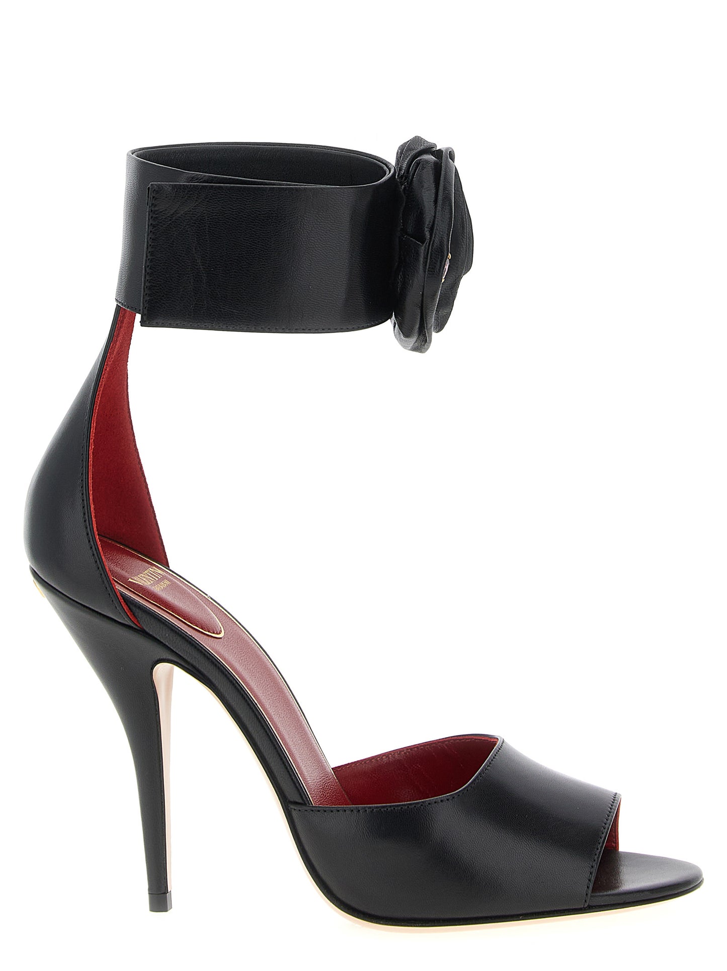 Valentino Garavani Black Calfskin Stiletto Heel Sandals