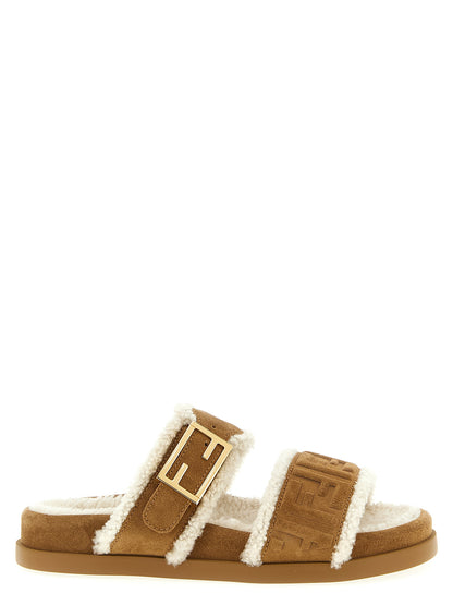 Fendi Beige Calfskin Slides