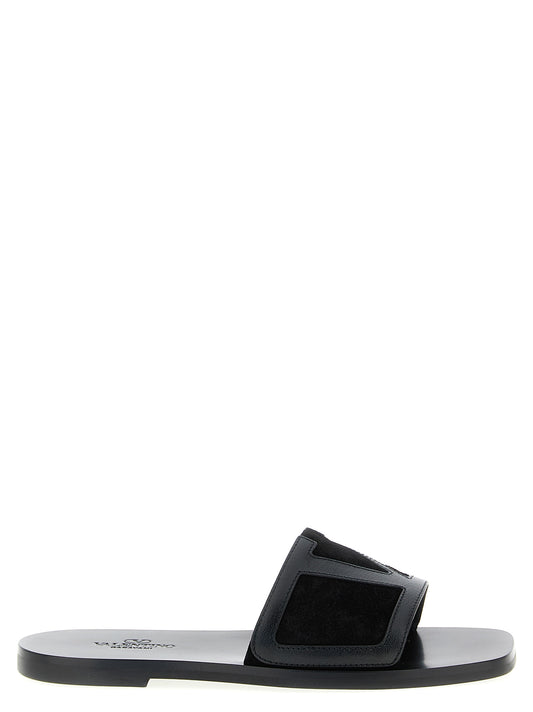 Valentino Garavani Black Calfskin Slides