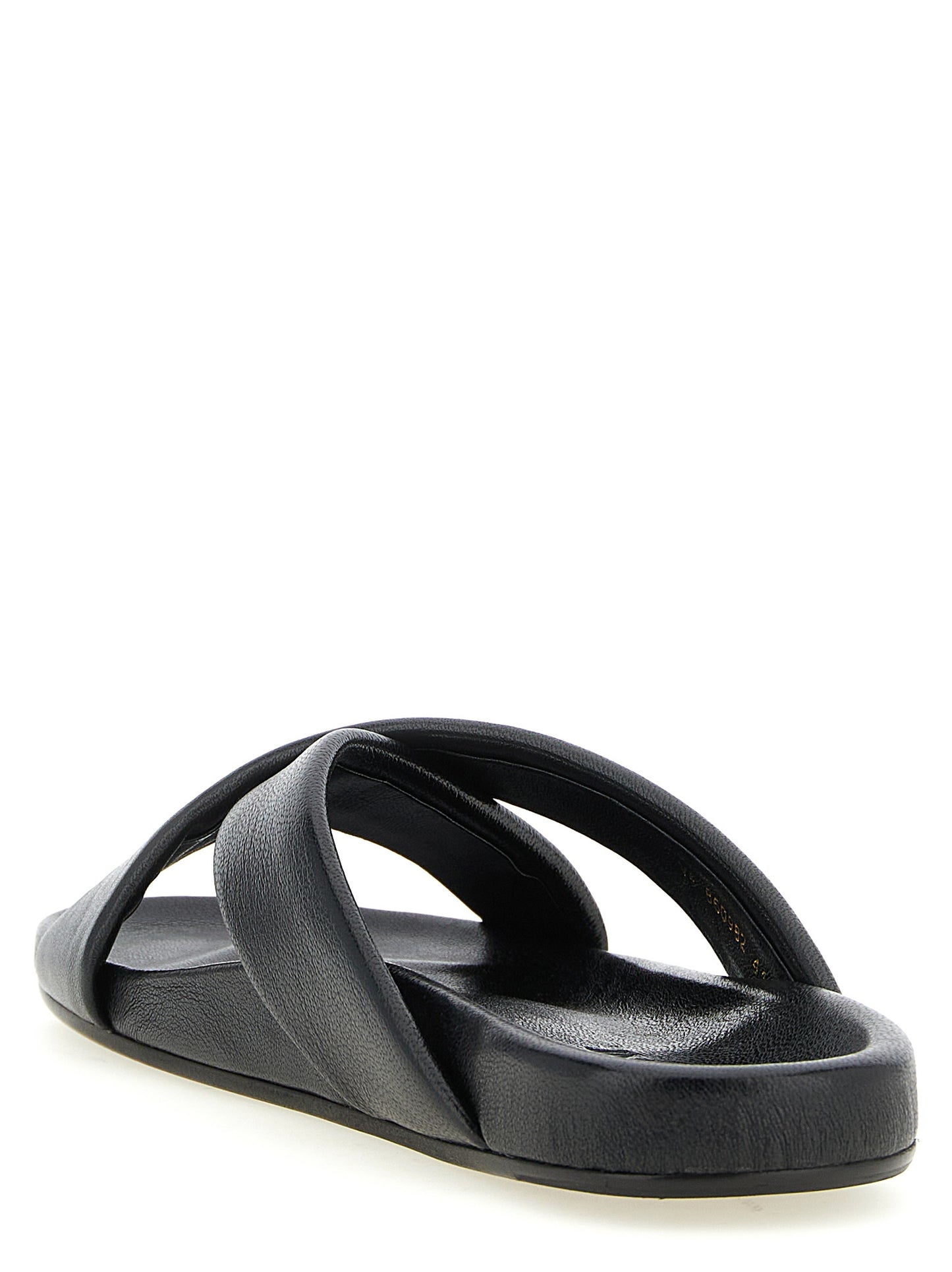 Saint Laurent Black Lamb Leather Slides