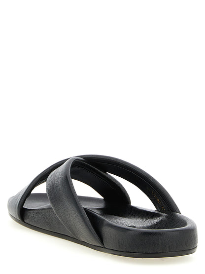 Saint Laurent Black Lamb Leather Slides