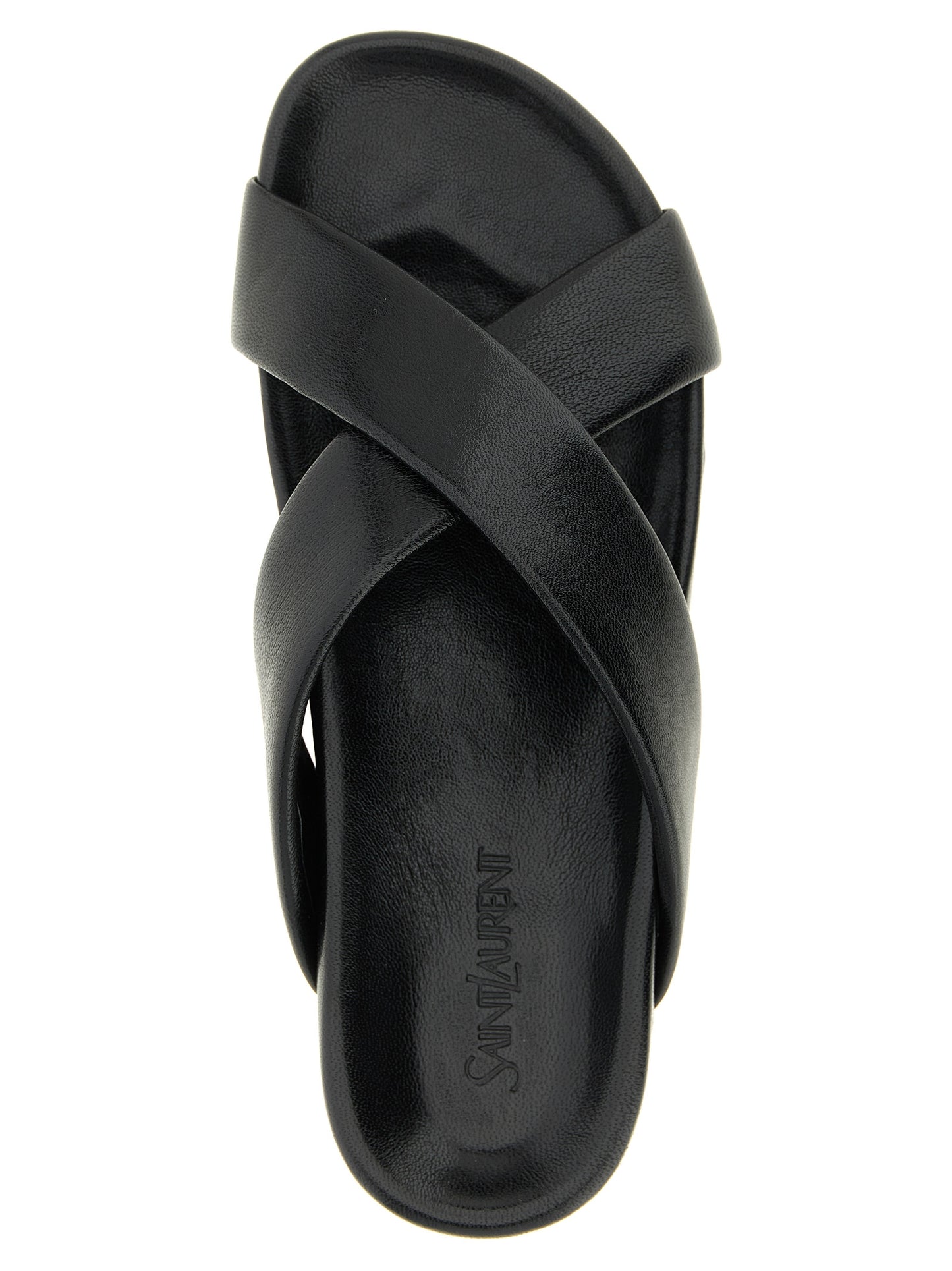 Saint Laurent Black Lamb Leather Slides