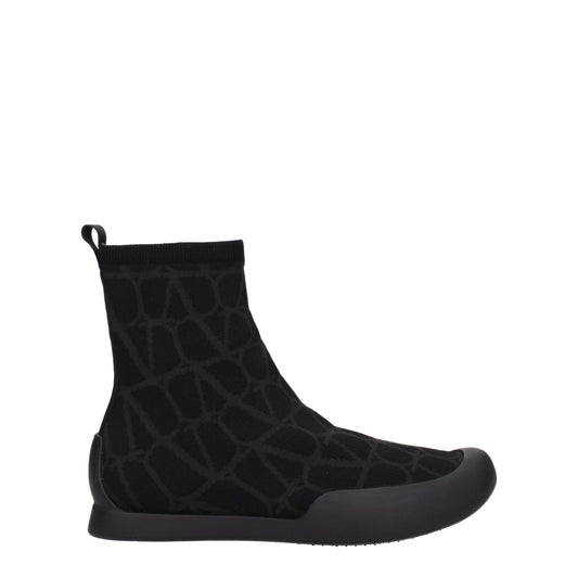 Valentino Garavani Black Fabric High Top Sneakers
