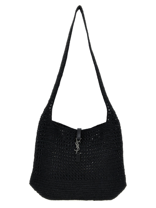 Saint Laurent Black Raffia Tote Bag