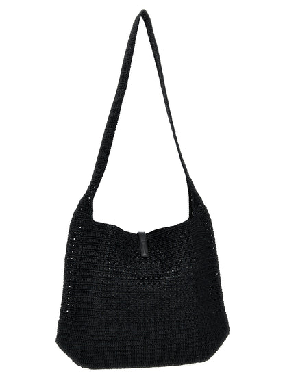 Saint Laurent Black Raffia Tote Bag