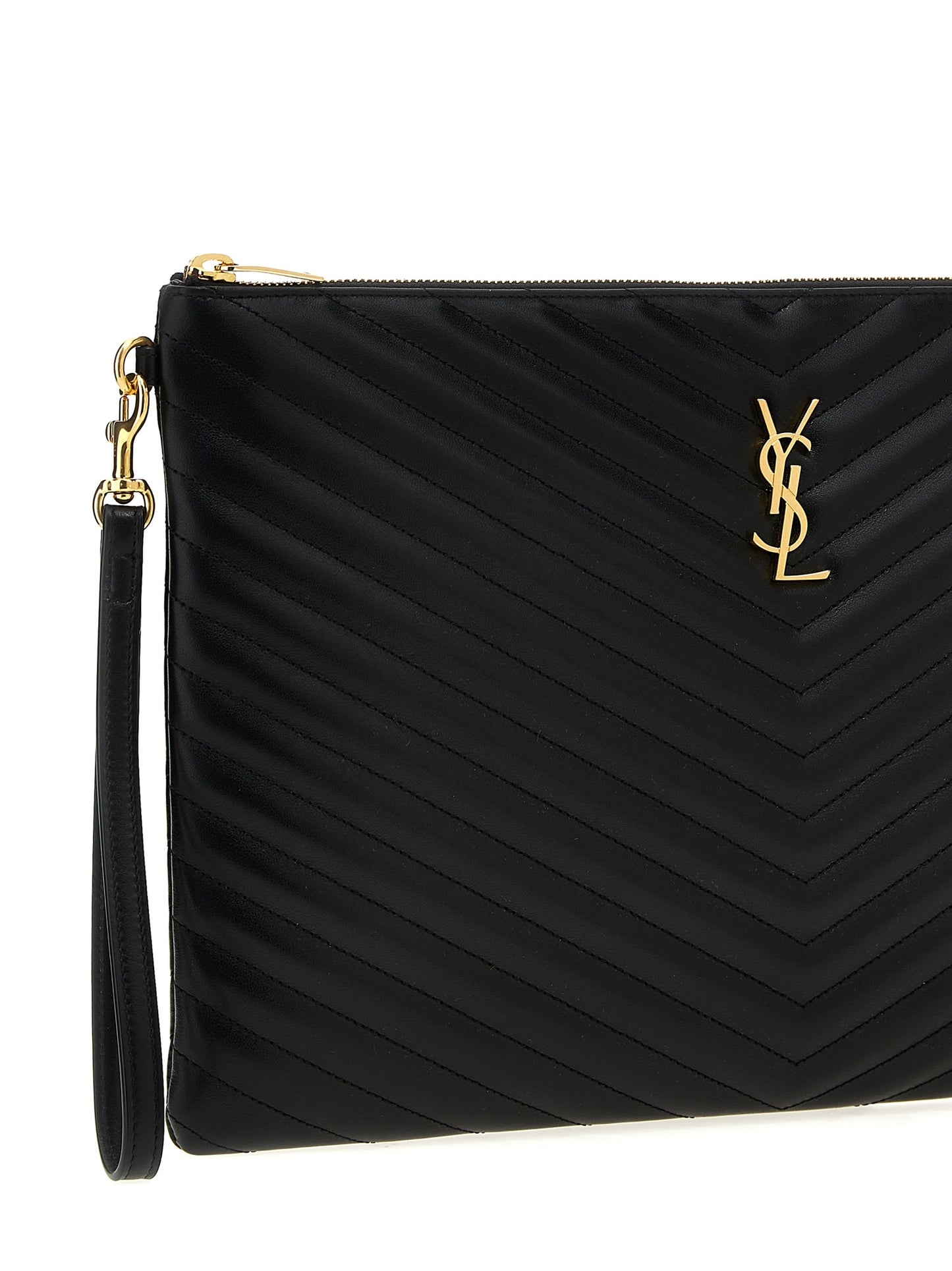 Saint Laurent Black Calfskin Clutch Bag