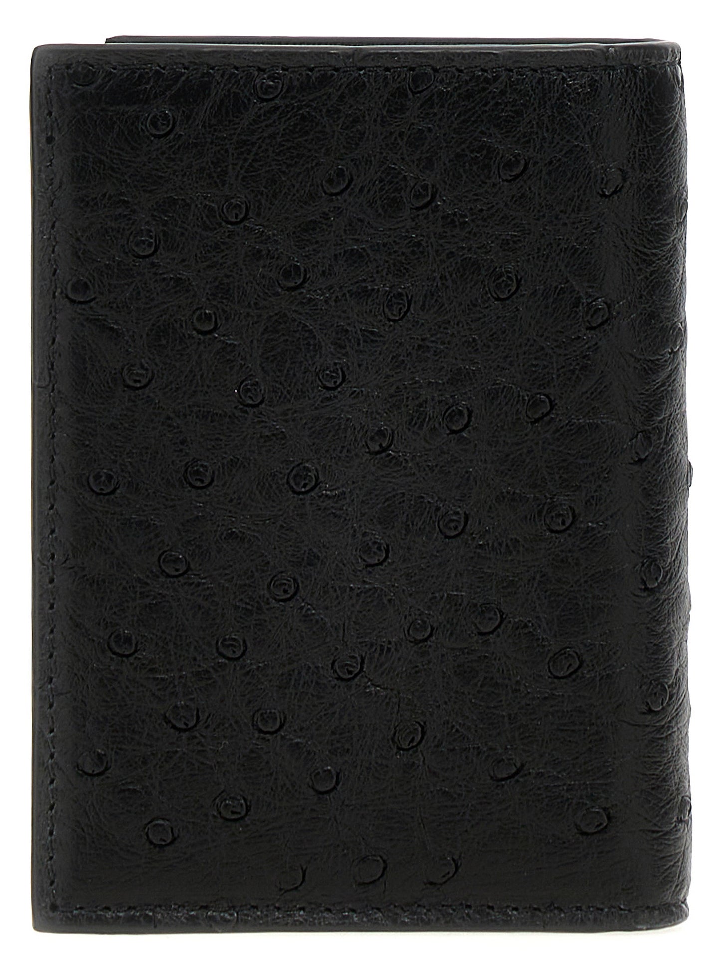 Valentino Garavani Black Ostrich Skin Cardholder