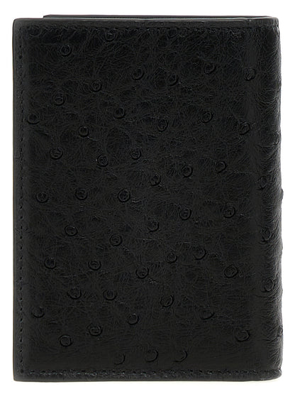 Valentino Garavani Black Ostrich Skin Cardholder