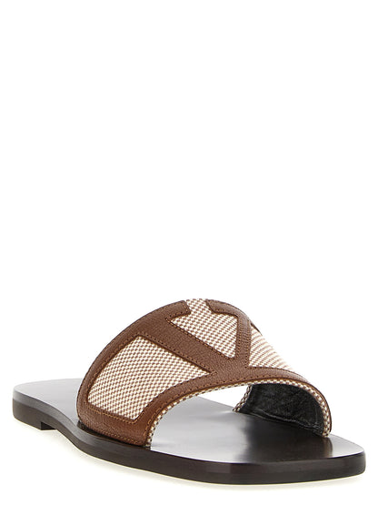 Valentino Garavani Brown Cotton Slides