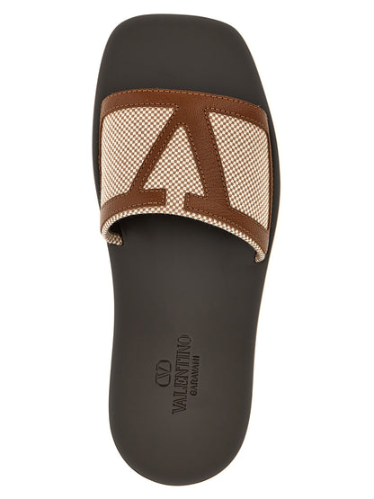 Valentino Garavani Brown Cotton Slides