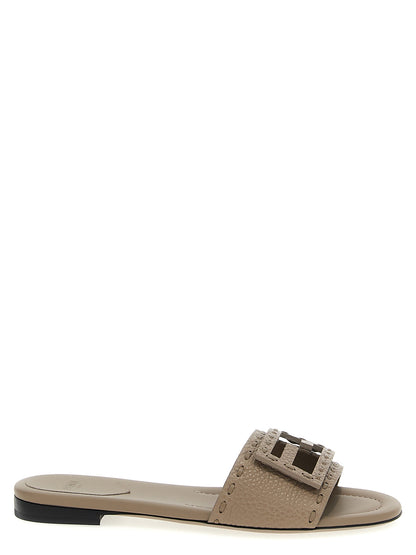 Fendi Gray Calfskin Slides