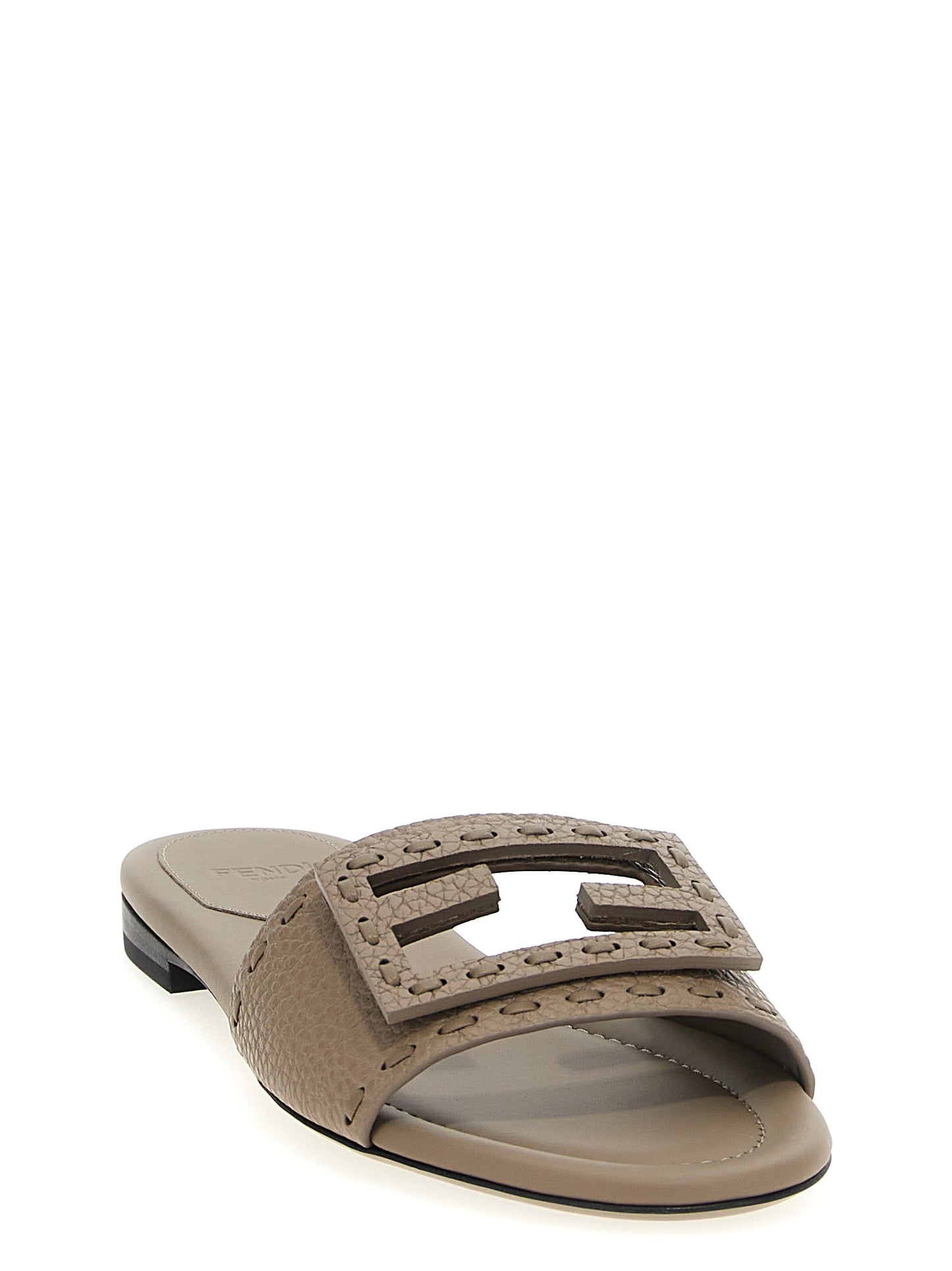 Fendi Gray Calfskin Slides