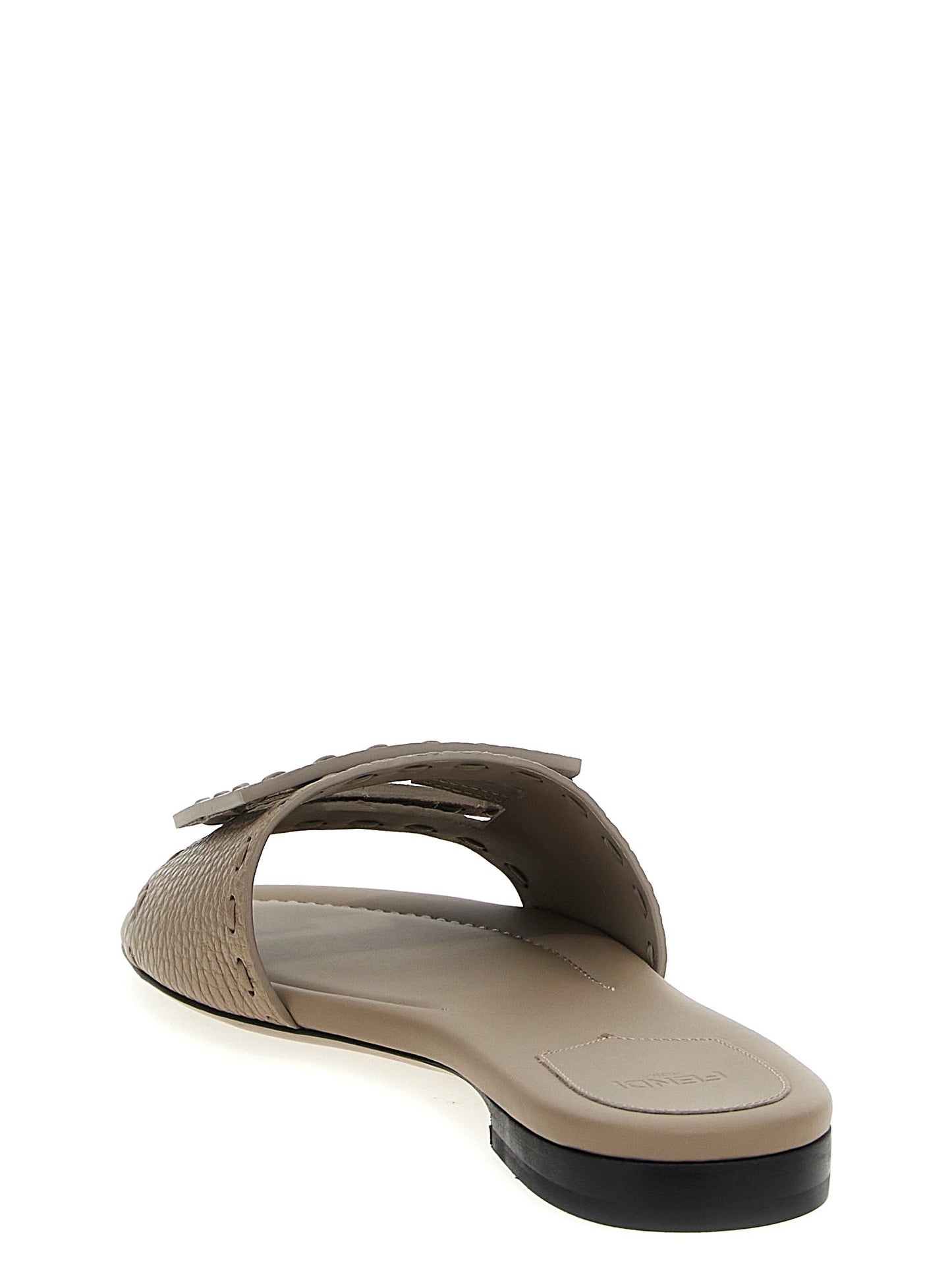 Fendi Gray Calfskin Slides