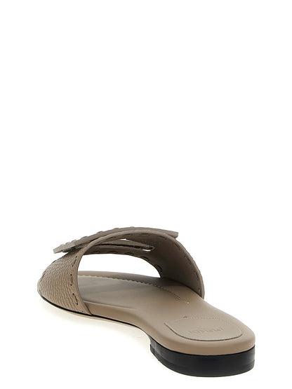 Fendi Gray Calfskin Slides