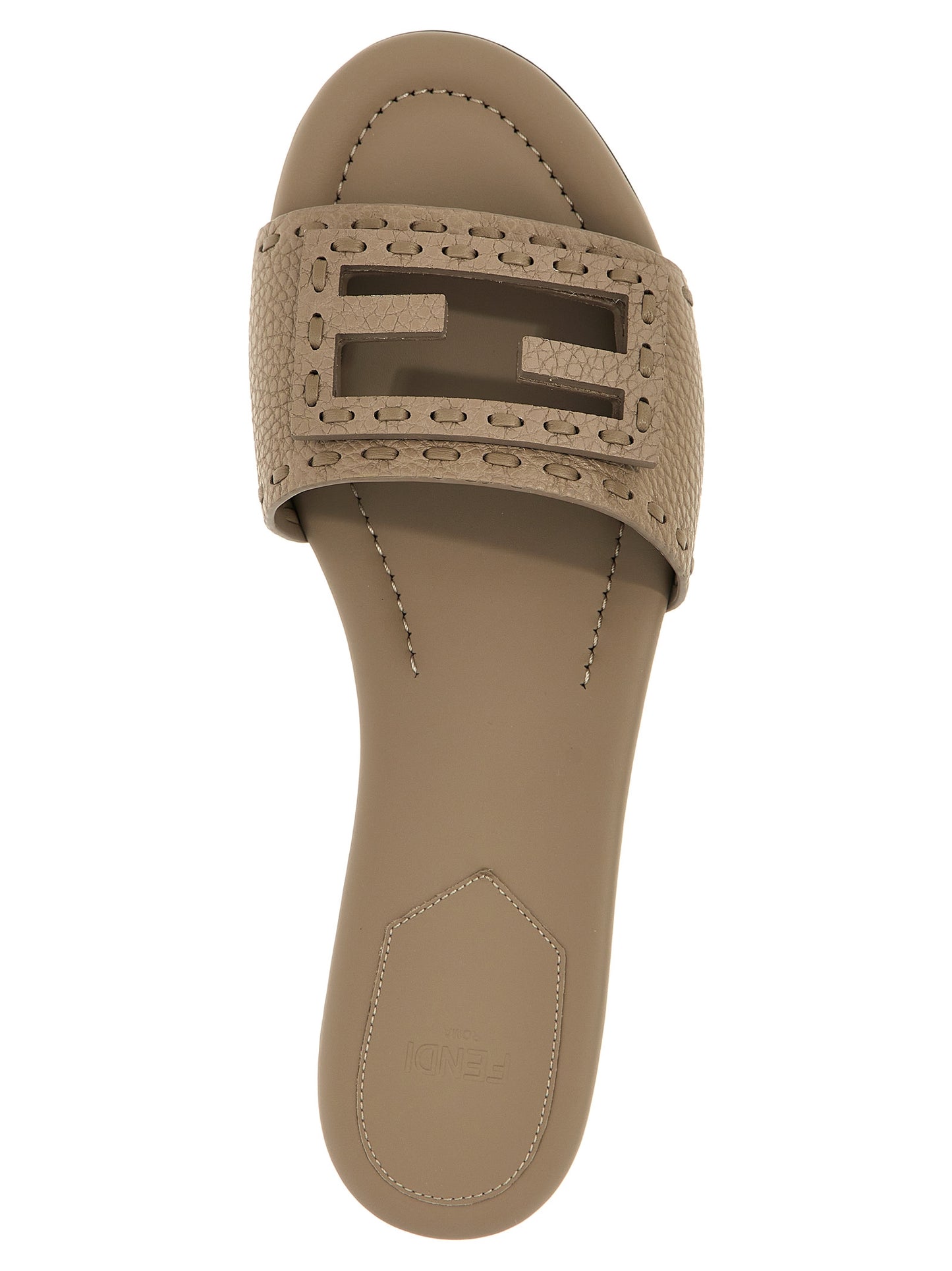 Fendi Gray Calfskin Slides