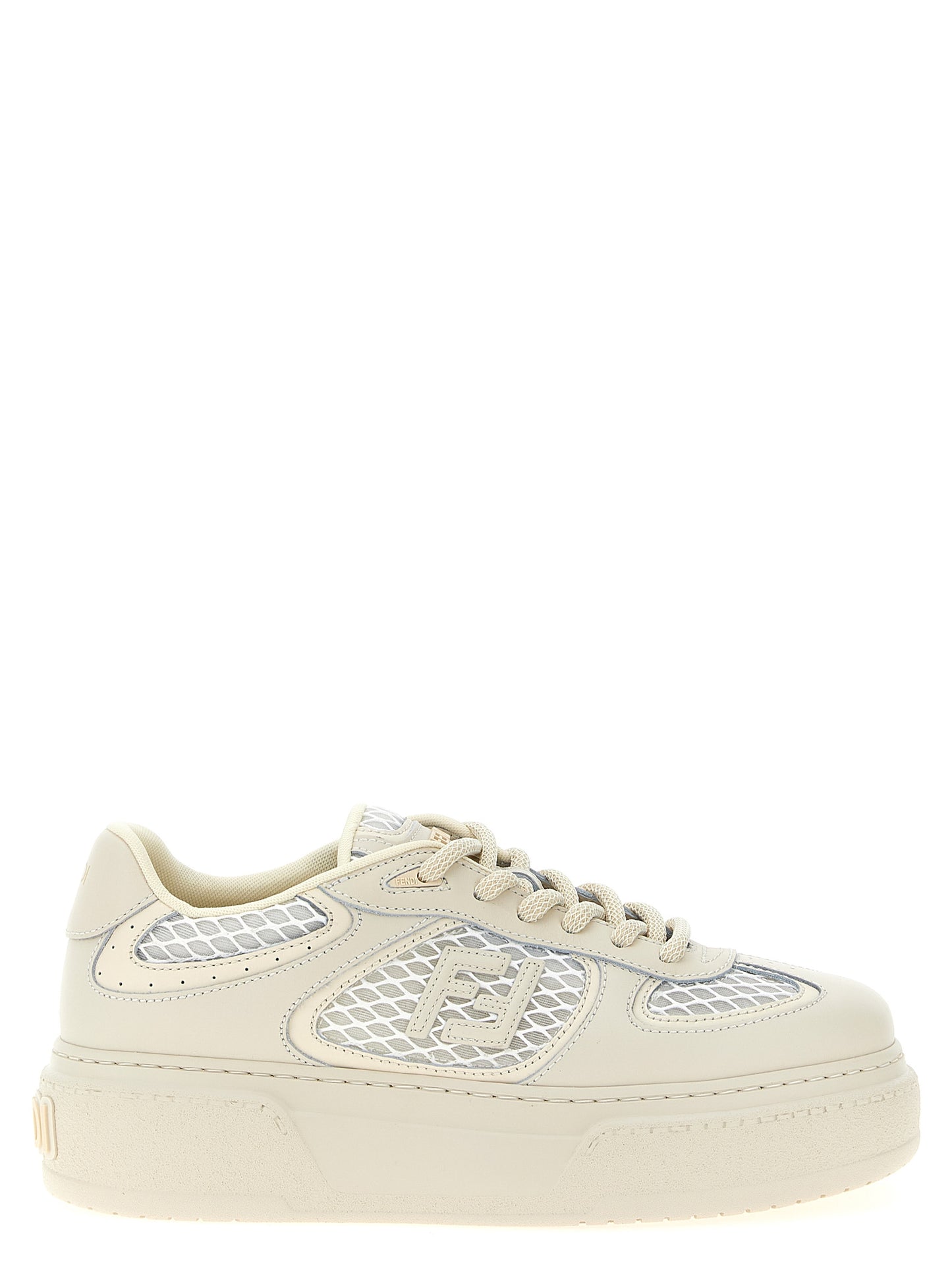 Fendi Beige Calfskin Platform Sneakers